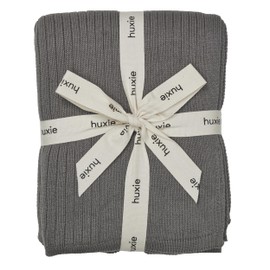 Huxie Denmark - Knitted Baby Blankets - Soft and Cozy 100% Organic Cotton Receiving Baby Blanket for Boys and Girls - Ideal for Stroller and Crib, 30 x 40 inch (Ribbed - Cloud Grey)