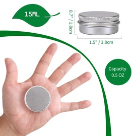 PLAZOTTA 60 Pack 0.5 OZ/15ML Aluminum Round Lip Balm Tin Containers with Screw Lid, Mini Metal Storage Travel Tins Silver Empty Tin Jars