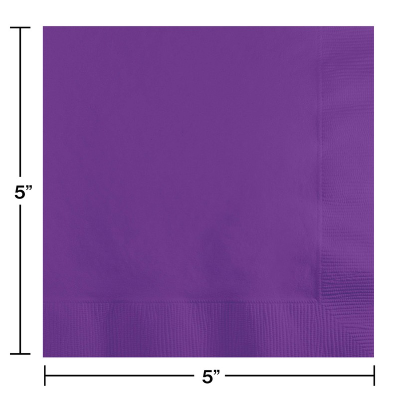 Creative Converting Amethyst Beverage Napkin, 50 Count, Purple, Pieces (318930)