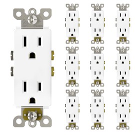 ThunderWay 15-Amp Decorator Receptacle Outlet (10 Pack) - Non-Tamper-Resistant, 125V/1875W, UL Listed, White