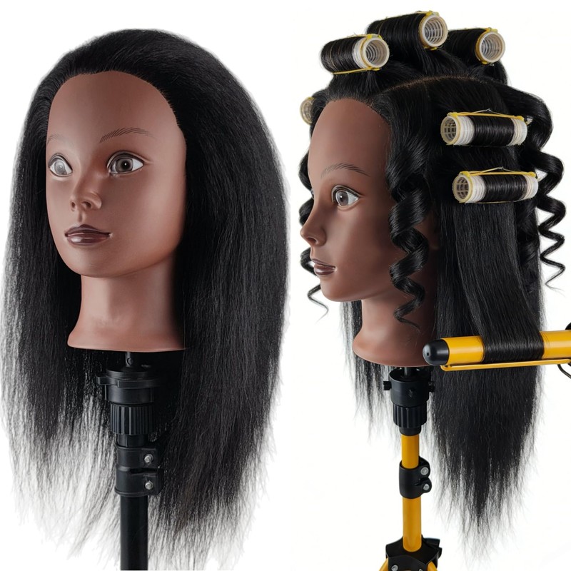 100% Real Hair Braiding Mannequin Head, Black Mannequin Head for