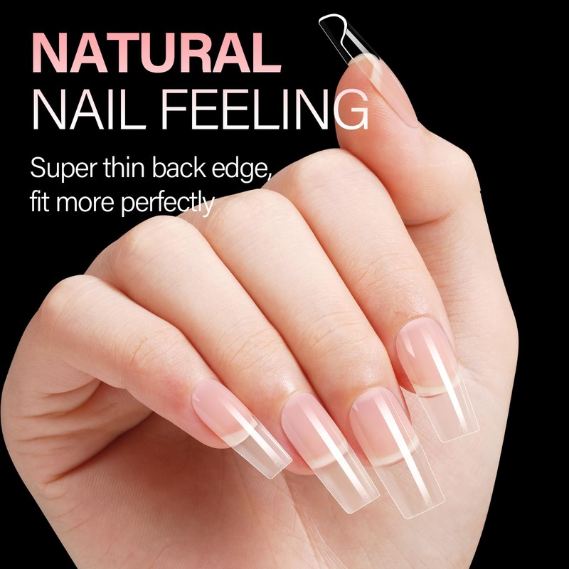 AILLSA Medium Square Nail Tips Soft Gel Full Cover Half