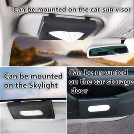 QianBao Car Tissue Holder, PU Leather Tissue Box, Hanging Paper Towel Clip, Sun Visor Napkin Holder, Car Visor Tissue Holder，Paper Towel Box（Black）
