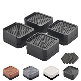 Adjustable Bed Risers 3.6&5.3 Inch, 4000 lbs, 4 Middle Pack Black