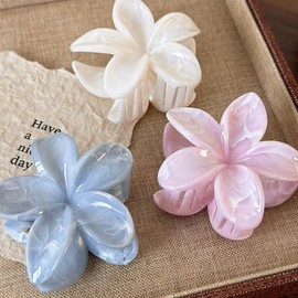 Wedding Clips Flower Hair Clips Hair Accessories for Women Girls Kids 1 Piece Large Hair Claw Elegant Headwear Styling Tools for Party Wedding Daily (Blue)