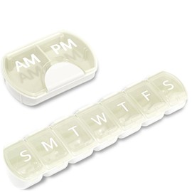 VirgoCCY 2 Pack (Weekly & Daily), 2 Times a Day (AM/PM) + 7-Day Pill Organizer, Vitamin Planner, Large Capacity Pill Box Set, Travel Pill Case for Medication/Vitamins/Fish Oils/Supplements, White