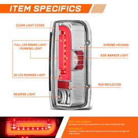3D LED Tail Light Brake Lamps Assembly Compatible with 90-97 Ford F150-F350,Black Housing