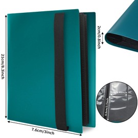JUSONEY Trading Card Album - 360 Pockets Scrapbook 20 Pages Per 9 Pocket with Waterproof Turquoise Book Cover Perfect for Collecting Cards for MTG Magic, for Match Atta (Turquoise)