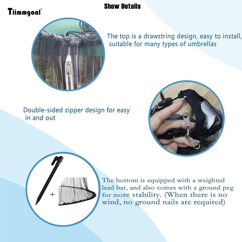 Tiimmgaal 15FT Mosquito Netting for Patio Umbrella Double Sided Patio
