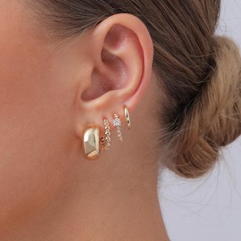 Gold Hoop Earrings for Women Huggie Cartilage Earrings Gold Plated Lightweight Small Hoop Earrings Set Trendy Stuff Jewelry Gifts for Women