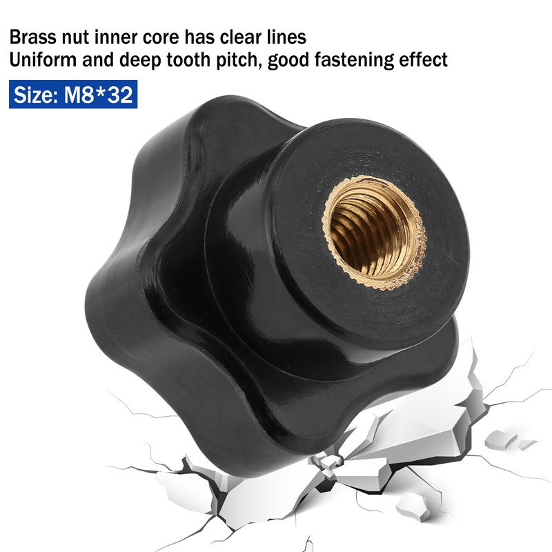 10Pcs Nuts Knob Grip Handle 7-Star 8mm Female Thread Brass