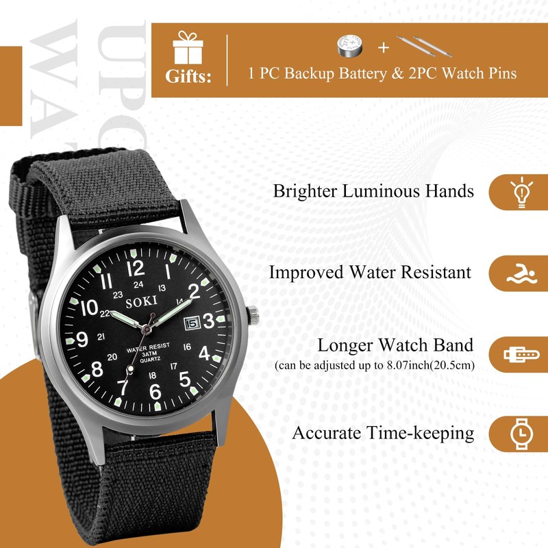 Men's Watch Seiko Watch Waterproof Luminous Arabic Numerals Simulation Military