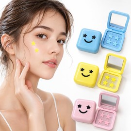 96 Parches para Acne, Parches Hidrocoloides en Forma de Estrella, 3 Cajas con Espejo, para Granos e Imperfecciones, Amarillo Azul y Rosa, Uso Diario y Viaje