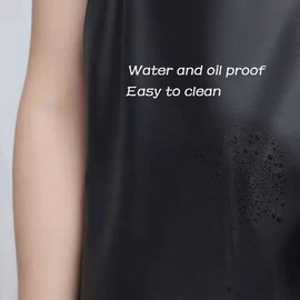Lchkrep Men's Waterproof Apron Black, Lightweight Vinyl Aprons Rubber Apron for Dishwashing, Butcher, Dog Grooming, Fish Cleaning Industrial Apron,43"x29" Heavy Duty Apron (Black-2pack)