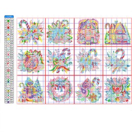 Huacan Cross Stitch Kits 12 Pieces Mini Painting Embroidery Christmas Cross Stitch 11CT Snow Craft Embroidery for Adults Home Wall Interior Decoration