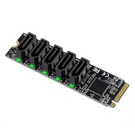 ChenYang 5 Ports M.2 to SATA Adapter, M Key NVME 1 to 5 SATA 3.0 Port Expansion Card with JMB585 Chip/LED Indicator