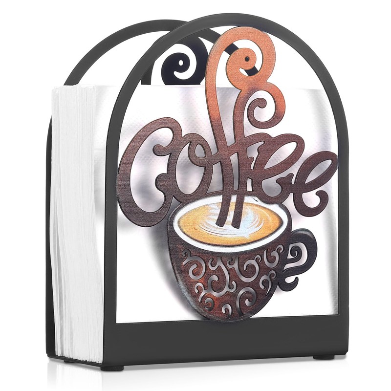 Cinnvoice Coffee Metal Napkin Holder Kitchen Decorative Paper Towel Stand