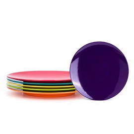 Melamine Plates, 10.5-inch Dinner Plates set of 6 Multicolor, 100% Melamine Dishwasher Safe BPA Free