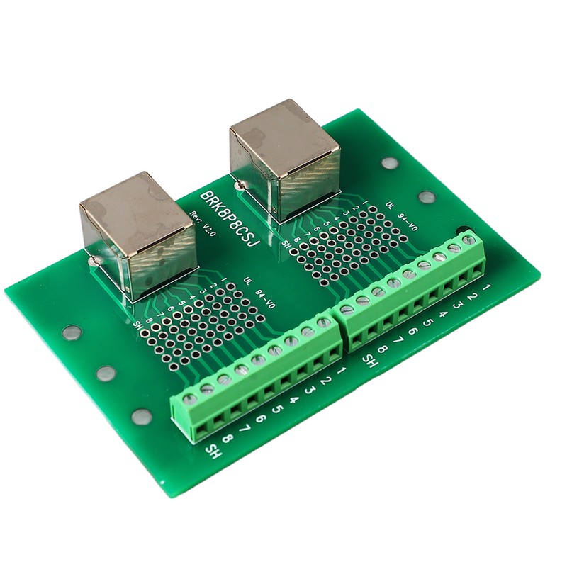 RJ45 Ethernet Connector Breakout Board Dual Network Port Input Screw