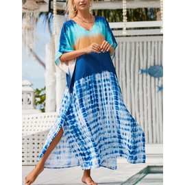 AIEOE Women's Maxi Kaftan Beach Dress in Bohemian Style, Long Beach Loungewear, Summer, One Size, Large, Colour 11
