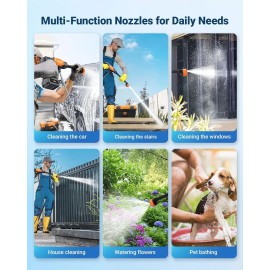 SEALIGHT Cordless Pressure Washer Power Washer, 970PSI Portable Car Washer with 3.0Ah Bat