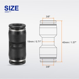 sourcing map 10pcs Push to Connect Fittings 3/8" OD x 3/8" OD Straight Pneumatic Connector Zinc Alloy Quick Connect Union Two-Way Fittings for Semi Truck Trailers Air Brake System, Black