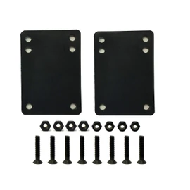 VJ Longboard Skateboard Riser Pads 12mm (1/2") Black w/Skateboard Screws Hardware BK 1.75" (12mm Riser w 1.75inch Screws)