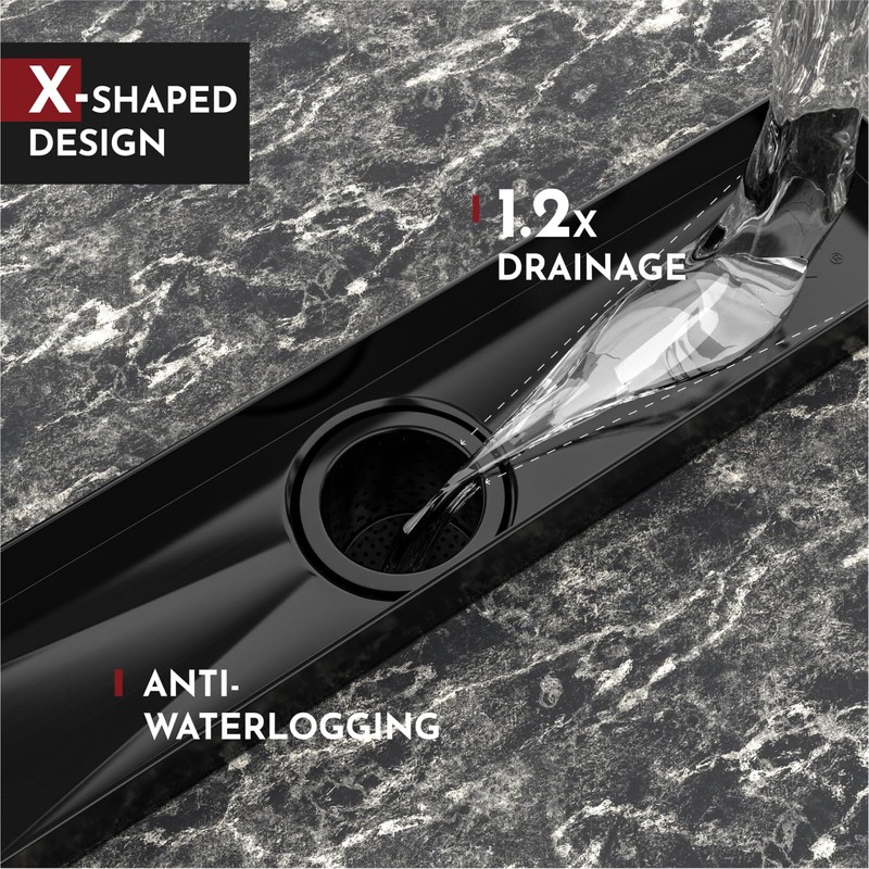 WEBANG 12 Inch Linear Shower Drain Rectangular Floor Drain with