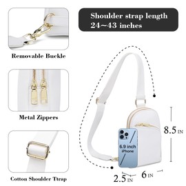 Haytijoe RFID Blocking Travel Sling Bag for Women Anti Theft Small Crossbody Bags Leather Fanny Packs Chest Bag(Real Leather White)