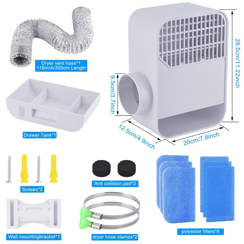 TenYoDaZonify 3-in-1 Indoor Dryer Vent Kit,Upgrade Energy Efficient Dryer Lint