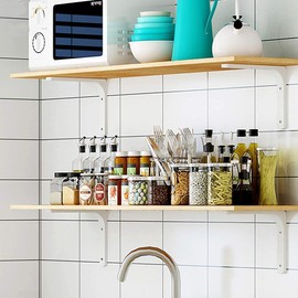 Shelf Brackets, 4 Pack L Shape 6 x 8 inch Heavy Duty Wall Mounted Brackets, Modern Decorative Support Brackets for Bookshelf Wall and Garden Shel (White)