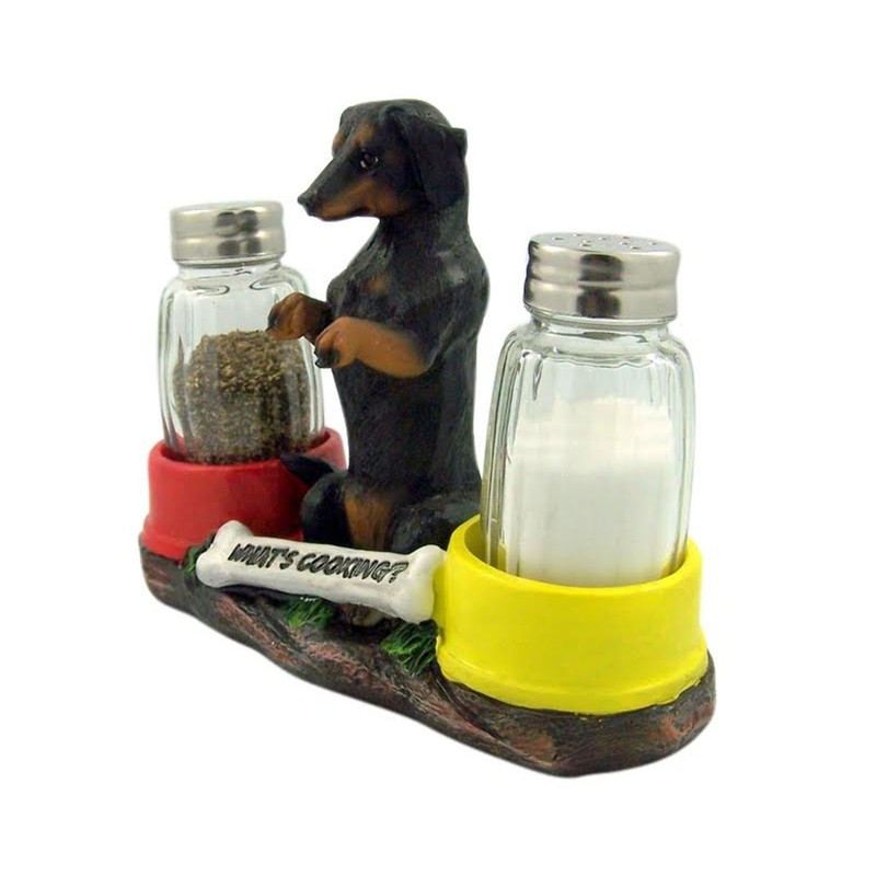 Dachshund Delight Salt & Pepper Shaker Holder, Hot and Spicy