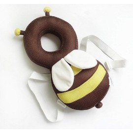 Kids Head Guard Adjustable Baby Safety Pad Baby Runner Protector Cute Little Bee Bear (Brown Breathable)