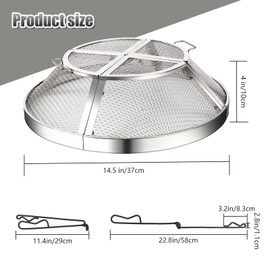 Fire Pit Shield Compatible with The 15 Inch Solo Stove Ranger, Fire Pit Spark Screen,Fire Pit Round Cover,Bring Handle and Poker for Backyard/Beach/RV Camping