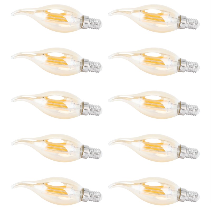 10PCS C35 LED Gold Filament Bulb 2700K 4W E14 Base
