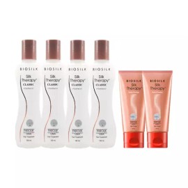 Silk Therapy [실크테라피]실크테라피 오리지널 클래식 헤어 에센스 130ml 4개+헤어 크림 50ml 2개 [Silk Therapy] Silk Therapy Original Classic Hair Essence 130ml 4pcs + Hair Cream 50ml 2pcs [Silk Therapy Classic Essence 130ml x 4 + Cream 50ml x 2]