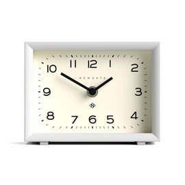 NEWGATE® 'Henry' mantel clock - contemporary rectangular design-led clock in white, ideal for desks, tables, shelfs, and bedside
