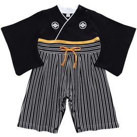 Beginning Eating Clothes, 100th Day Celebration, Shrine Visit, Baby, Baby, Formal, Newborn, Hakama, Kimono, Romper, Hakama Romper, Boys, First Festival, New Year's Costume (Black, 80), black
