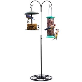 Blulu 34-55 Inch Adjustable Shepherds Hook with Base Indoor Outdoor Wind Chime Stand Hummingbird Bird Feeder Stand Hanging Plant for Garden Plants Weddings Event Home Elegant Decor