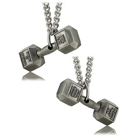 Shields of Strength Men's Antique Finish Dumbbell Necklace - Philippians 4:13