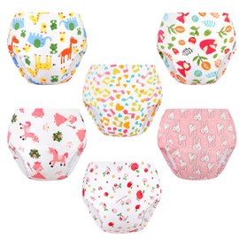 Nutyomi Baby Cotton Training Pants 6 Packs Toilet Training Underpants Absorbent Toddler Potty Training Underwear for Girls 4T-5T