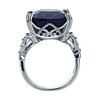 DoubleAccent Sterling Silver Art Deco Design Cushion Cut Simulated Amethyst