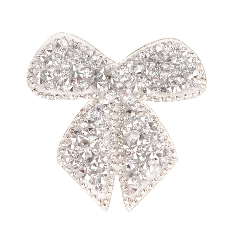 18pcs Bow Knot Rhinestones Patches Silver Black Green Exquisite Iron