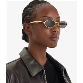 EYLRIM Retro Gold Oval Sunglasses for Women Men Trendy Metal Frame Sun Glasses UV400 Protection(Glod/Grey)