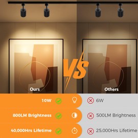 VANoopee 16-Pack 10W Dimmable LED Track Lighting Heads H Type Track Light Replacement Fixtures Bright 3000K Warm White Ceiling Spotlight for Accent Task Art, Flicker Free CRI90+ 24° 800lm Black