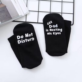 Poshzone Dad Gift Do Not Disturb Papa is Resting His Eyes Funny Dad Socks Novelty Gift for Dad,Husband,Father,Non Slip Father's Day Gift Dad Socks