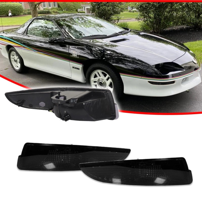 GTINTHEBOX Bumper Lights Fit 1993-2002 Chevy Camaro Black Signal Parking