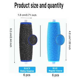 WADY 12 Pcs Replacement Roller Replacement Head, refills compatible electronic perfect foot file, 6 Extra Coarse & 6 Regular Coarse Replacement Heads Refills for Foot Scrubber Callus Remover