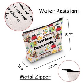 JXGZSO Magic Kingdom Gift Next Stop Tomorrowland Makeup Bag Vacation Trip Gift Amusement Park Cosmetic Bag Attraction Merch, Next Stop Vacation Trip Bag 4, Modern