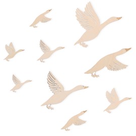 WUTKYAX Wood Goose Wall Decorations -Wooden Nursery Geese Wall Art Stickers, Cute Goose Wall Decals, Rustic Farmhouse Wall Art Signs, For Bedroom Living Room Kitchen Office Decorations